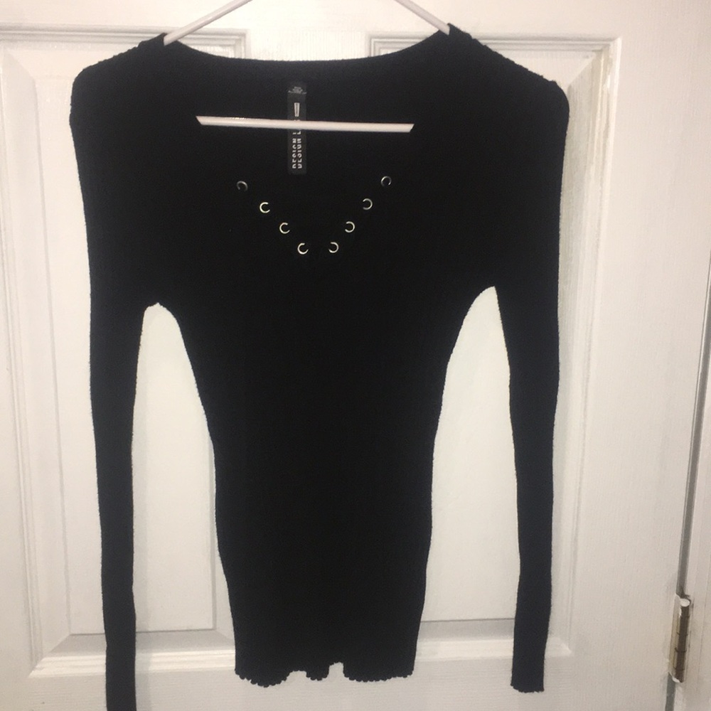 Lace up black shirt